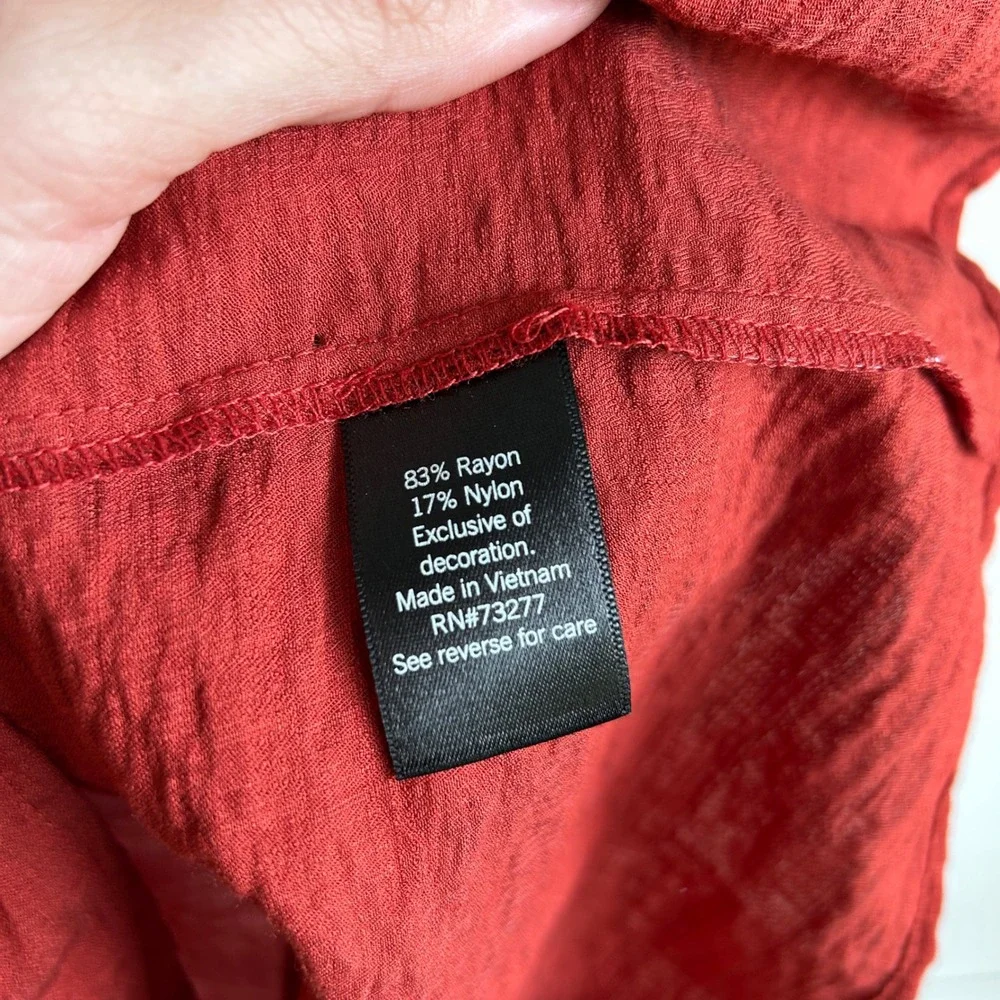 Simply Vera Vera Wang Rust Red Twist Front Smocked Back Camisole Top XXL - Picture 5 of 8